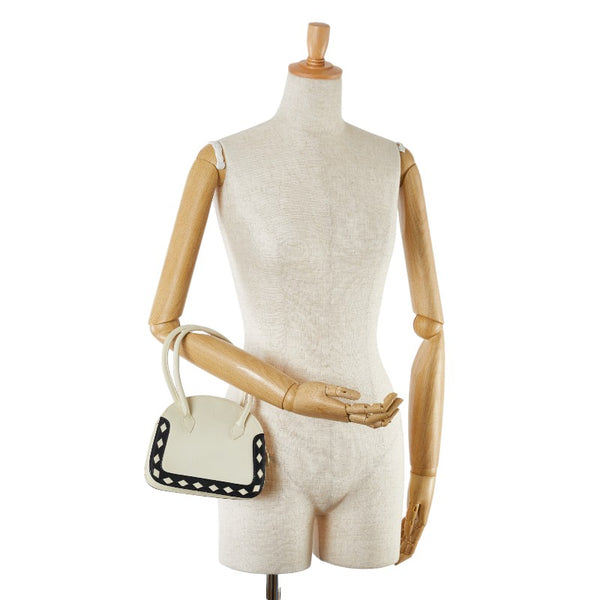 サンローラン ミニハンドバッグ ホワイト ブラック レザー レディース SAINT LAURENT 【中古】