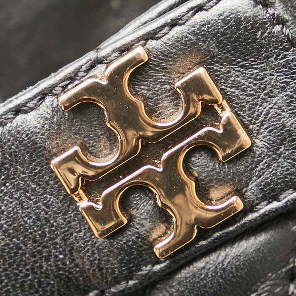 トリーバーチ キルティング ショートブーツ ブーティー サイズ：7 ブラック レザー レディース Tory Burch 【中古】