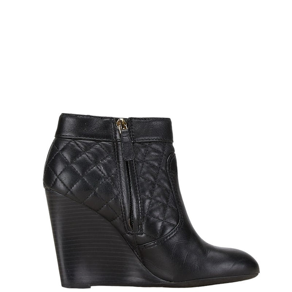 トリーバーチ キルティング ショートブーツ ブーティー サイズ：7 ブラック レザー レディース Tory Burch 【中古】