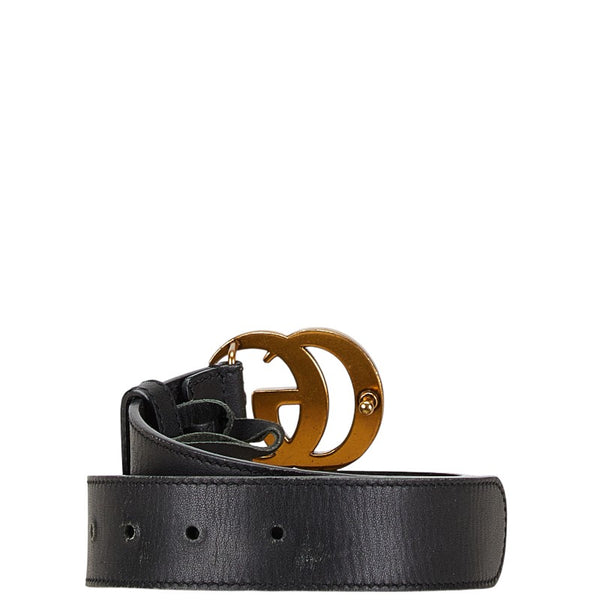 グッチ ダブルGバックル ベルト 80.32 414510 ブラック ゴールド レザー メンズ GUCCI 【中古】