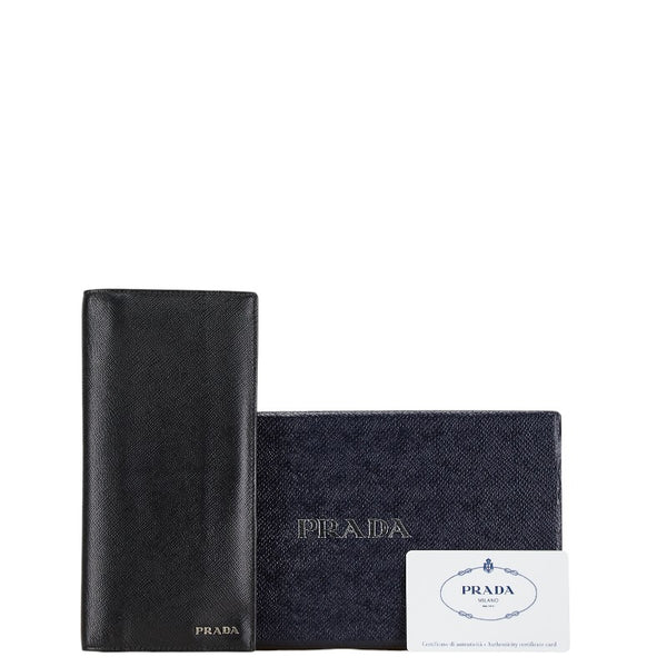 プラダ 長財布 2MV836 ブラック レッド レザー レディース PRADA 【中古】
