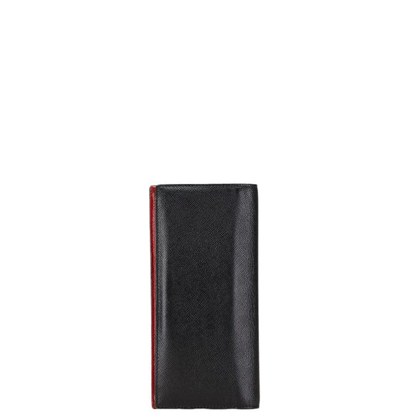 プラダ 長財布 2MV836 ブラック レッド レザー レディース PRADA 【中古】