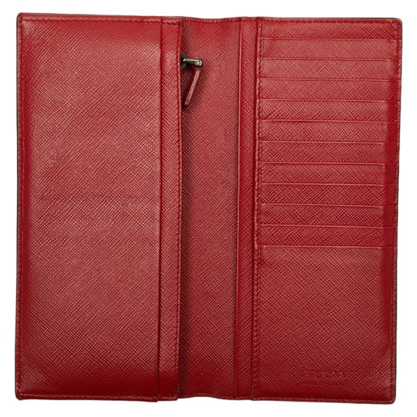 プラダ 長財布 2MV836 ブラック レッド レザー レディース PRADA 【中古】