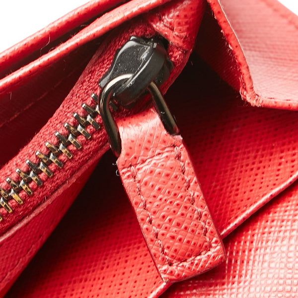 プラダ 長財布 2MV836 ブラック レッド レザー レディース PRADA 【中古】