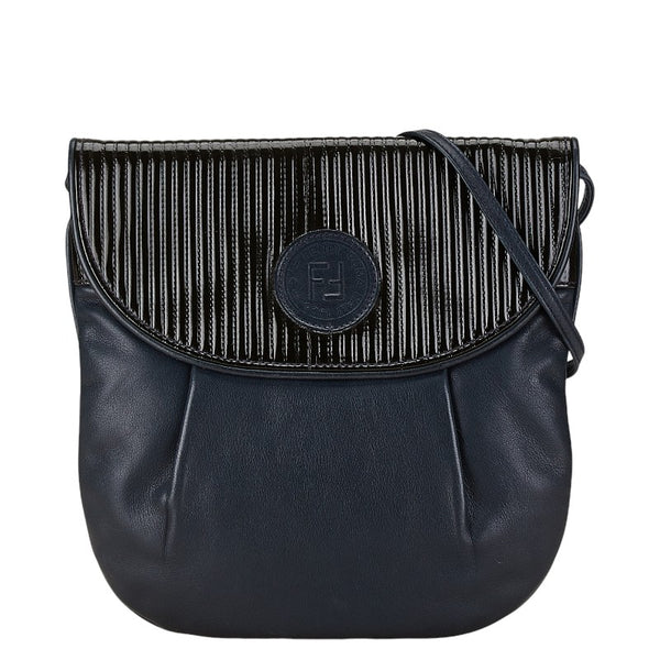 フェンディ 斜め掛け ショルダーバッグ ネイビー レザー レディース FENDI 【中古】