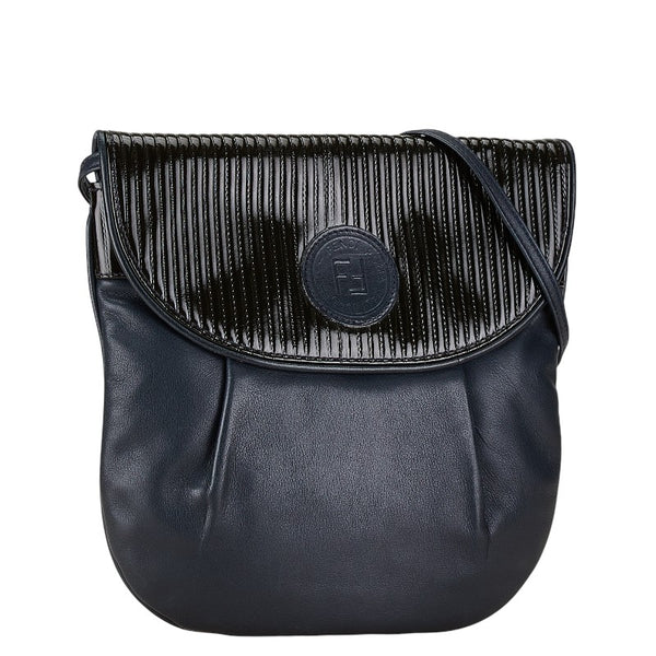 フェンディ 斜め掛け ショルダーバッグ ネイビー レザー レディース FENDI 【中古】