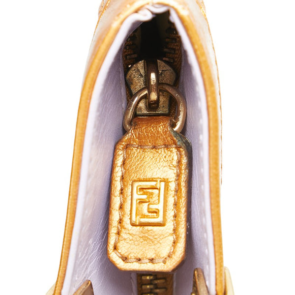 フェンディ ハンドバッグ パープル ゴールド レザー レディース FENDI 【中古】
