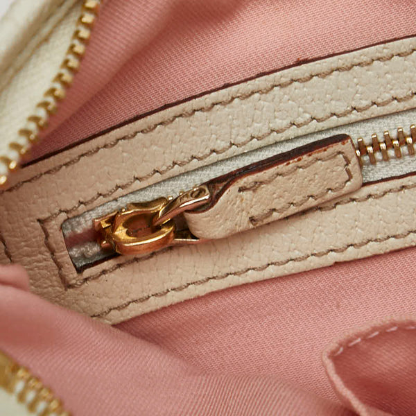 グッチ GGキャンバス 斜め掛け ショルダーバッグ 144388 ピンク アイボリー キャンバス レザー レディース GUCCI 【中古】