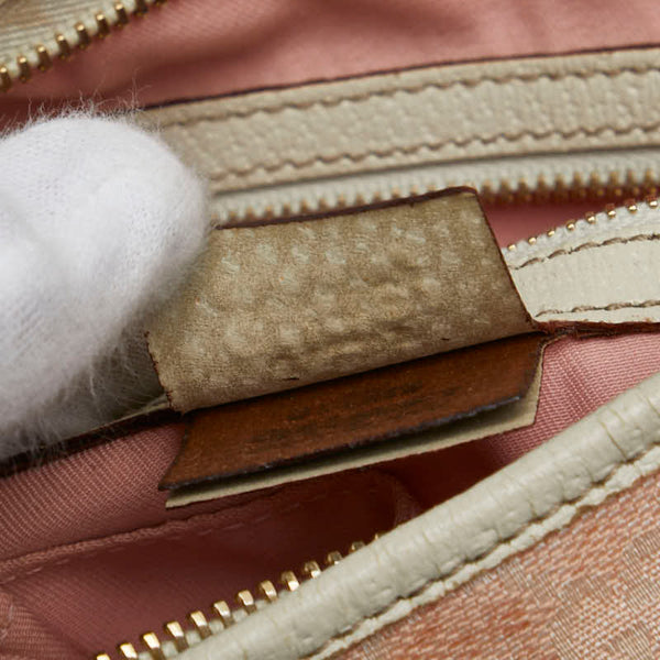 グッチ GGキャンバス 斜め掛け ショルダーバッグ 144388 ピンク アイボリー キャンバス レザー レディース GUCCI 【中古】