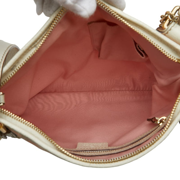 グッチ GGキャンバス 斜め掛け ショルダーバッグ 144388 ピンク アイボリー キャンバス レザー レディース GUCCI 【中古】