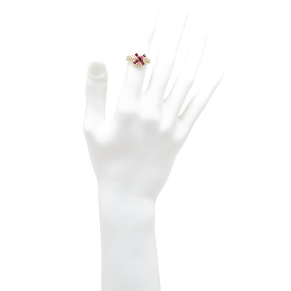 K18YG イエローゴールド ルビー1.17ct ダイヤ0.29ct リング 指輪 レディース 11.5号 【中古】