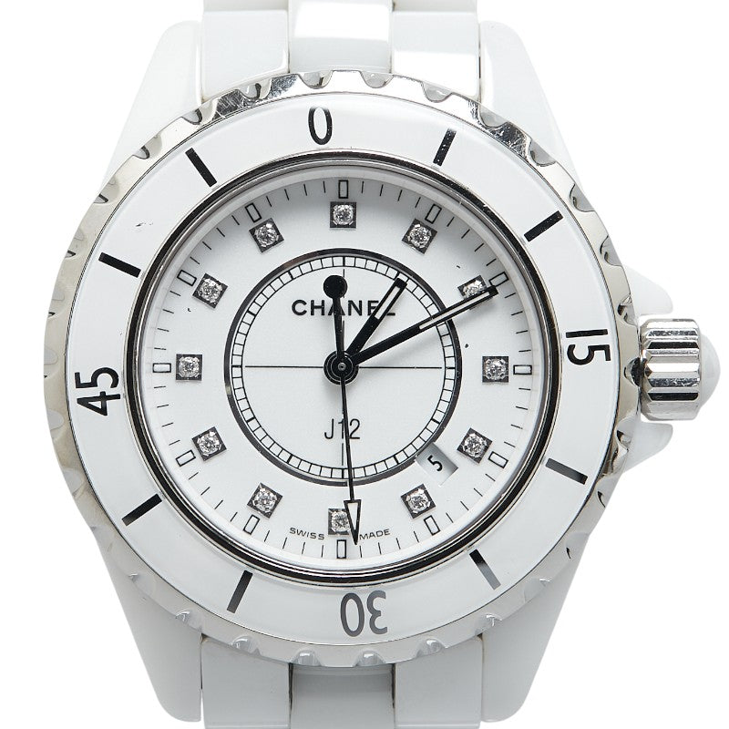 シャネル J12 12Pダイヤ 33mm ブレスレットベルト 腕時計 H1628 クオーツ ホワイト文字盤 ホワイトセラミック レディース CHANEL 【中古】
