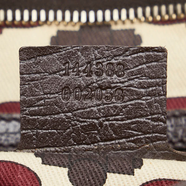 グッチ GGキャンバス シェリーライン 斜め掛け ショルダーバッグ 144388 ベージュ ブラウン キャンバス レザー レディース GUCCI 【中古】