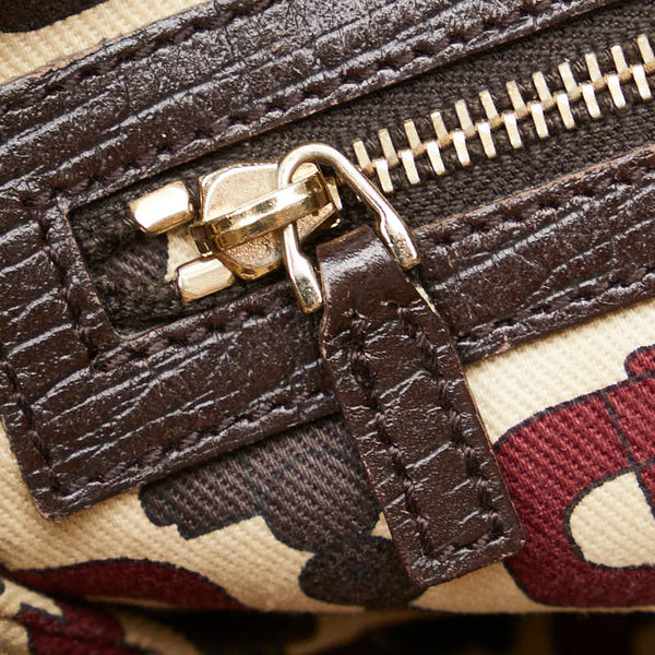 グッチ GGキャンバス シェリーライン 斜め掛け ショルダーバッグ 144388 ベージュ ブラウン キャンバス レザー レディース GUCCI 【中古】