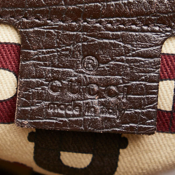 グッチ GGキャンバス シェリーライン 斜め掛け ショルダーバッグ 144388 ベージュ ブラウン キャンバス レザー レディース GUCCI 【中古】