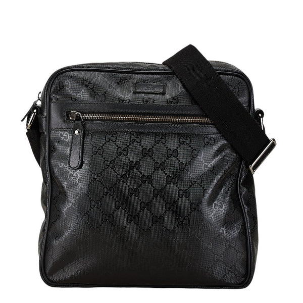 グッチ GGインプリメ ポシェット 斜めがけ ショルダーバッグ 201448 ブラック PVC レザー レディース GUCCI 【中古】