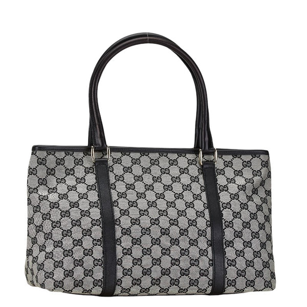 グッチ GGキャンバス トートバッグ ハンドバッグ 257302 ブラック グレー キャンバス レザー レディース GUCCI 【中古】