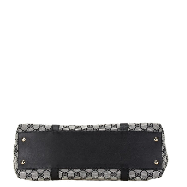 グッチ GGキャンバス トートバッグ ハンドバッグ 257302 ブラック グレー キャンバス レザー レディース GUCCI 【中古】