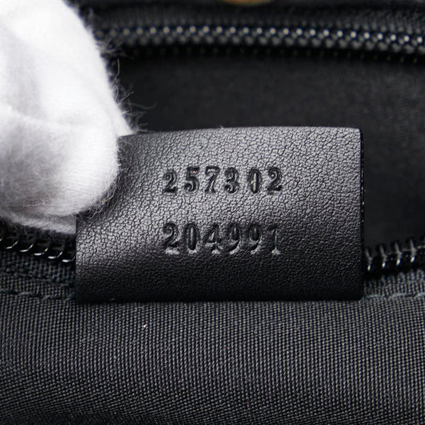 グッチ GGキャンバス トートバッグ ハンドバッグ 257302 ブラック グレー キャンバス レザー レディース GUCCI 【中古】