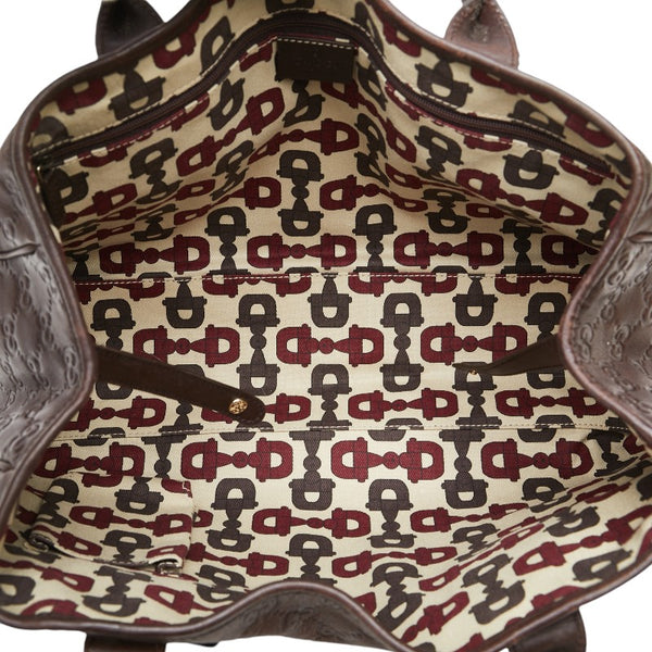 グッチ グッチシマ プリンシー トートバッグ ハンドバッグ 163805 ブラウン レザー レディース GUCCI 【中古】