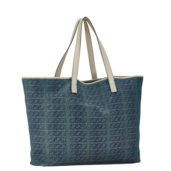 グッチ GGデニム トートバッグ ショルダーバッグ 257245 ブルー ホワイト デニム レザー レディース GUCCI 【中古】