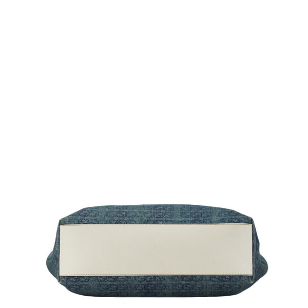 グッチ GGデニム トートバッグ ショルダーバッグ 257245 ブルー ホワイト デニム レザー レディース GUCCI 【中古】