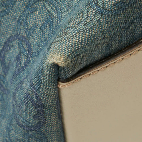 グッチ GGデニム トートバッグ ショルダーバッグ 257245 ブルー ホワイト デニム レザー レディース GUCCI 【中古】