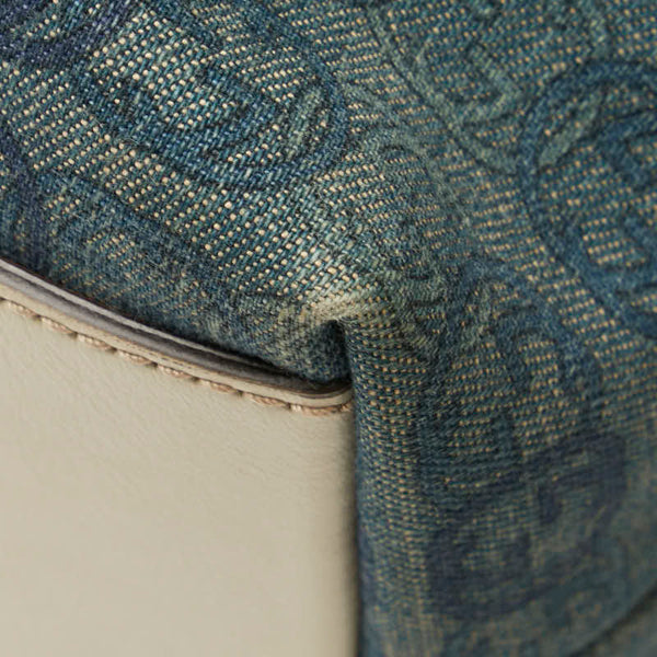 グッチ GGデニム トートバッグ ショルダーバッグ 257245 ブルー ホワイト デニム レザー レディース GUCCI 【中古】