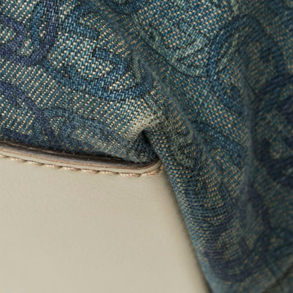 グッチ GGデニム トートバッグ ショルダーバッグ 257245 ブルー ホワイト デニム レザー レディース GUCCI 【中古】