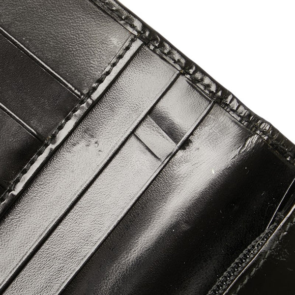 サルヴァトーレフェラガモ ガンチーニ 長財布 ブラック シルバー レザー レディース Salvatore Ferragamo 【中古】