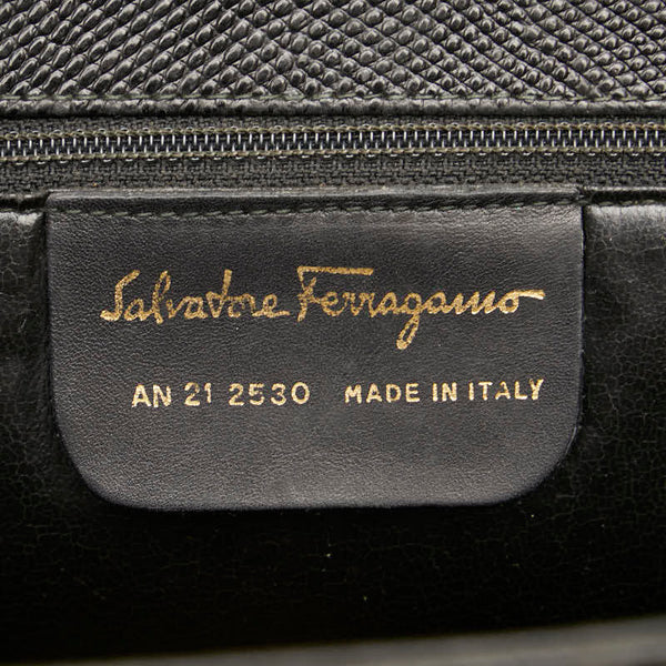 サルヴァトーレフェラガモ ヴァラ金具 ハンドバッグ トートバッグ ブラック レザー キャンバス レディース Salvatore Ferragamo 【中古】