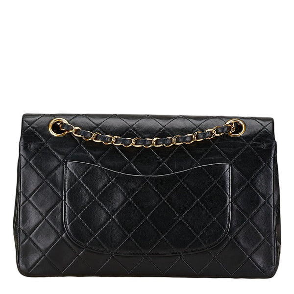 シャネル マトラッセ25 ダブルフラップ ココマーク チェーン ショルダーバッグ ブラック ラムスキン レディース CHANEL 【中古】