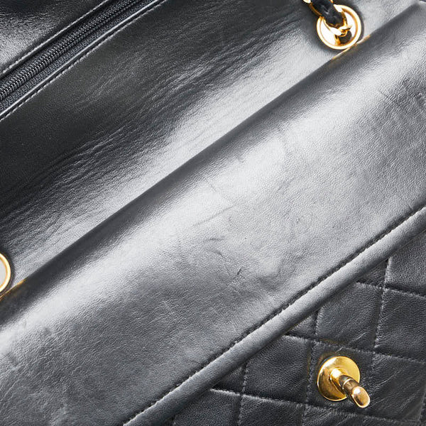 シャネル マトラッセ25 ダブルフラップ ココマーク チェーン ショルダーバッグ ブラック ラムスキン レディース CHANEL 【中古】