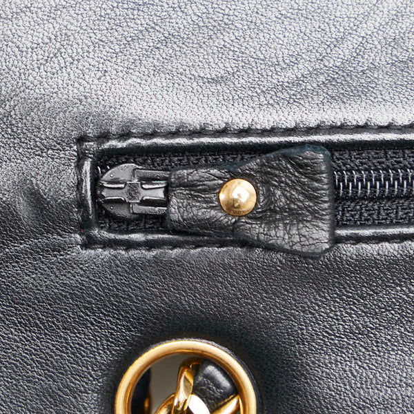 シャネル マトラッセ25 ダブルフラップ ココマーク チェーン ショルダーバッグ ブラック ラムスキン レディース CHANEL 【中古】