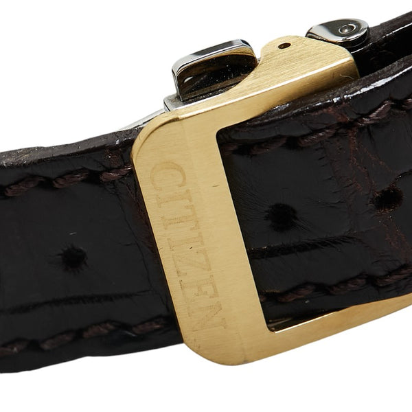 シチズン ザ シチズン アイコニック ネイチャー コレクション 和紙文字盤250本限定モデル 腕時計 AQ4102-01X クオーツ ブラウン文字盤 スーパーチタニウム/ワニ革バンド メンズ CITIZEN 【中古】