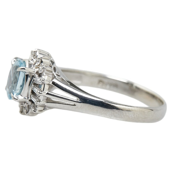 ノーブランド Pt900 プラチナ アクアマリン0.74ct ダイヤ0.16ct リング 指輪 レディース no brand 11号 【中古】