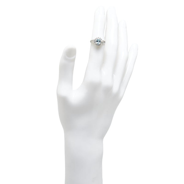 ノーブランド Pt900 プラチナ アクアマリン0.74ct ダイヤ0.16ct リング 指輪 レディース no brand 11号 【中古】