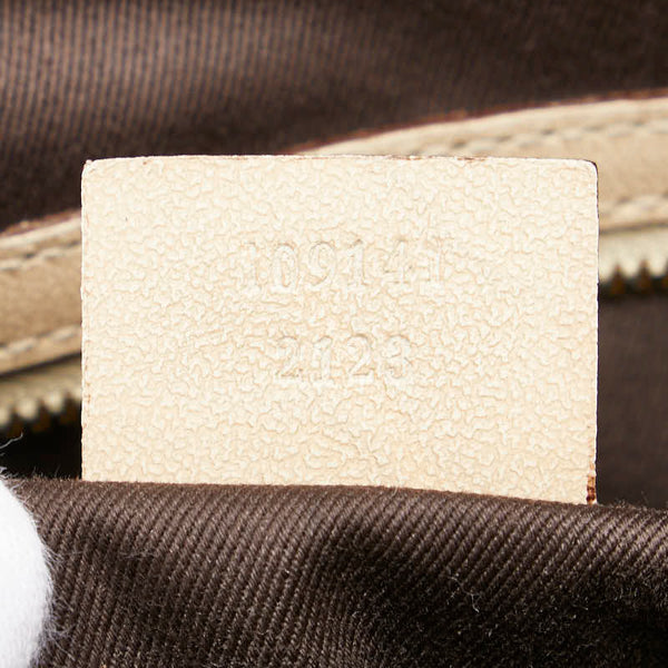 グッチ GGキャンバス トートバッグ ハンドバッグ 109141 ベージュ アイボリー キャンバス レザー レディース GUCCI 【中古】
