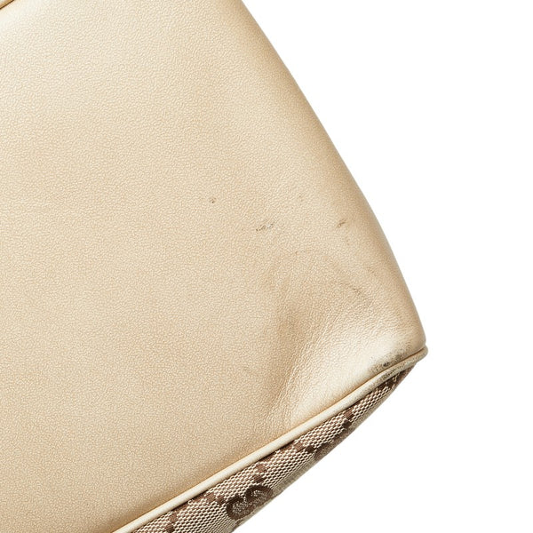 グッチ GGキャンバス トートバッグ ハンドバッグ 109141 ベージュ アイボリー キャンバス レザー レディース GUCCI 【中古】