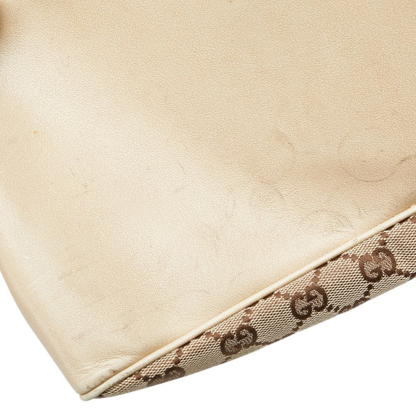 グッチ GGキャンバス トートバッグ ハンドバッグ 109141 ベージュ アイボリー キャンバス レザー レディース GUCCI 【中古】