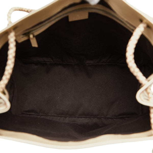 グッチ GGキャンバス トートバッグ ハンドバッグ 109141 ベージュ アイボリー キャンバス レザー レディース GUCCI 【中古】