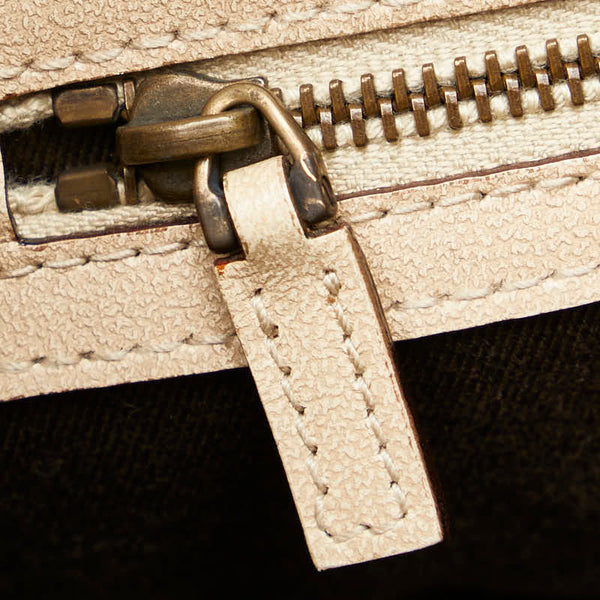 グッチ GGキャンバス トートバッグ ハンドバッグ 109141 ベージュ アイボリー キャンバス レザー レディース GUCCI 【中古】