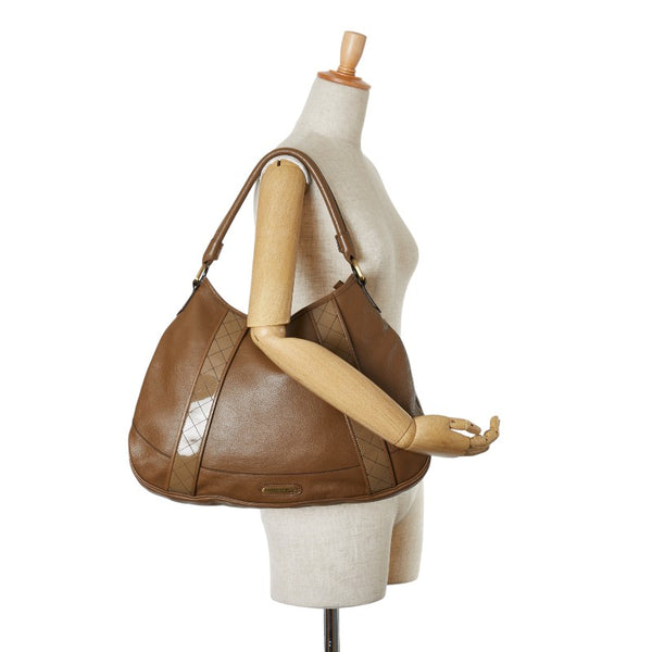 バーバリー ノバチェック ワンショルダーバッグ ハンドバッグ ベージュ レザー レディース BURBERRY 【中古】