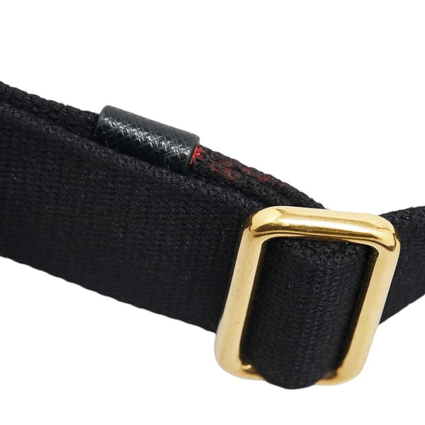 プラダ ショルダーストラップ ブラック ゴールド キャンバス レザー レディース PRADA 【中古】
