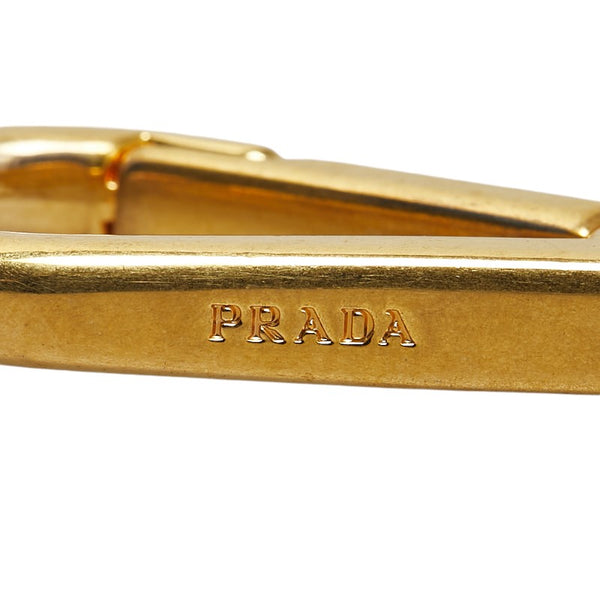 プラダ ショルダーストラップ ブラック ゴールド キャンバス レザー レディース PRADA 【中古】