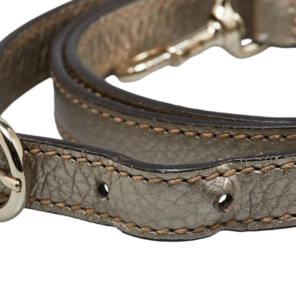 グッチ ショルダーストラップ シルバー ゴールド レザー レディース GUCCI 【中古】