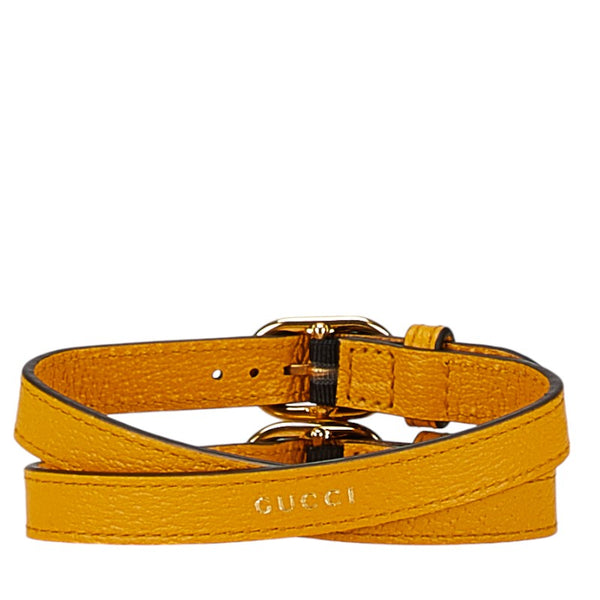 グッチ バンブー用 ショルダーストラップ イエロー ゴールド レザー レディース GUCCI 【中古】