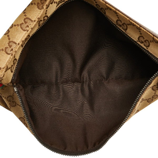 グッチ GGキャンバス ボディバッグ ウエストバッグ 28566 ベージュ ブラウン キャンバス レザー レディース GUCCI 【中古】
