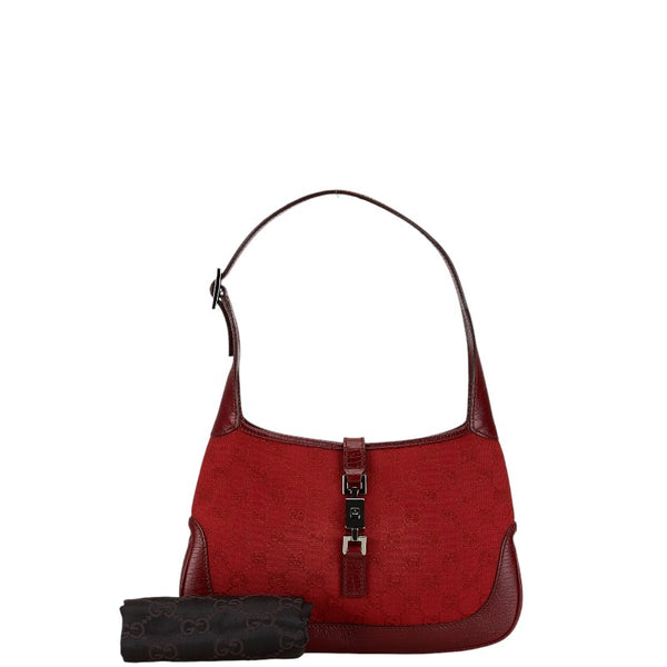 グッチ GGキャンバス ジャッキー ワンショルダーバッグ 01147 レッド キャンバス レザー レディース GUCCI 【中古】