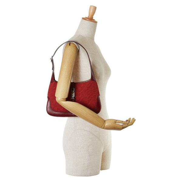 グッチ GGキャンバス ジャッキー ワンショルダーバッグ 01147 レッド キャンバス レザー レディース GUCCI 【中古】